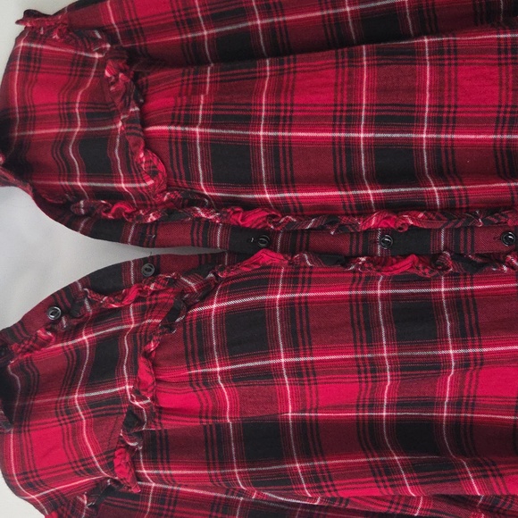 Plaid Ruffle Trim Blouse - Picture 3 of 7